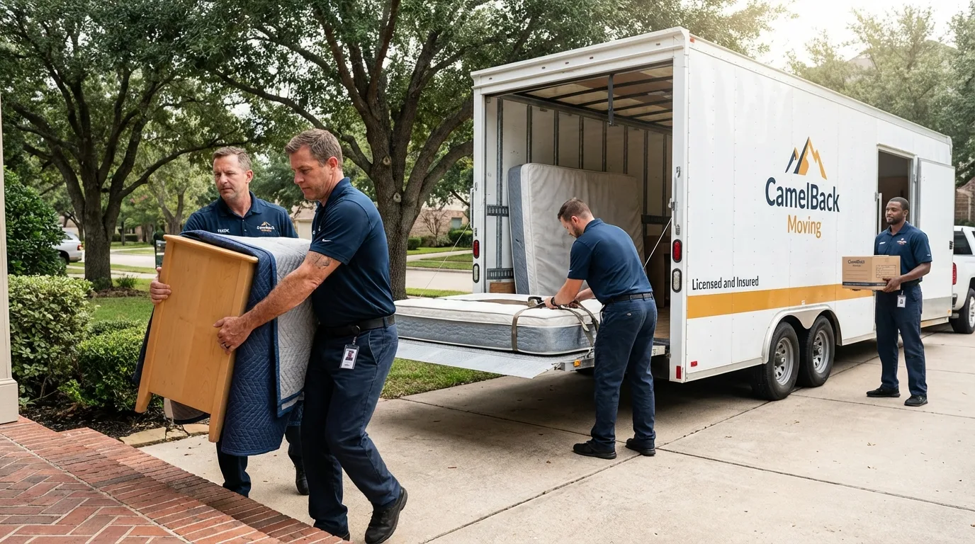 Crew loading residential truck for cross-state move from Saint Clair Shores, MI