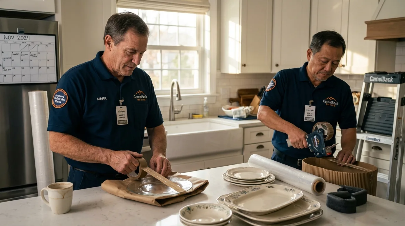 Professional crew packing kitchen dishware in Saint Clair Shores, MI